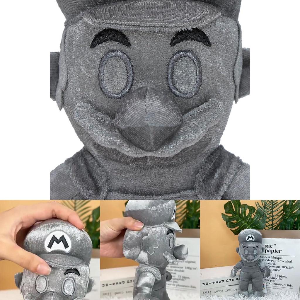 Pelúcia Super Mario 28cm Mario Prata Posição Sentada Mario de Metal Atacado
