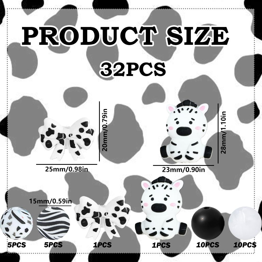 

32PCS Butterfly Knot Animal Silicone Bead Set, perfect for DIY handmade crafts such as keychains, necklaces, bracelets, etc