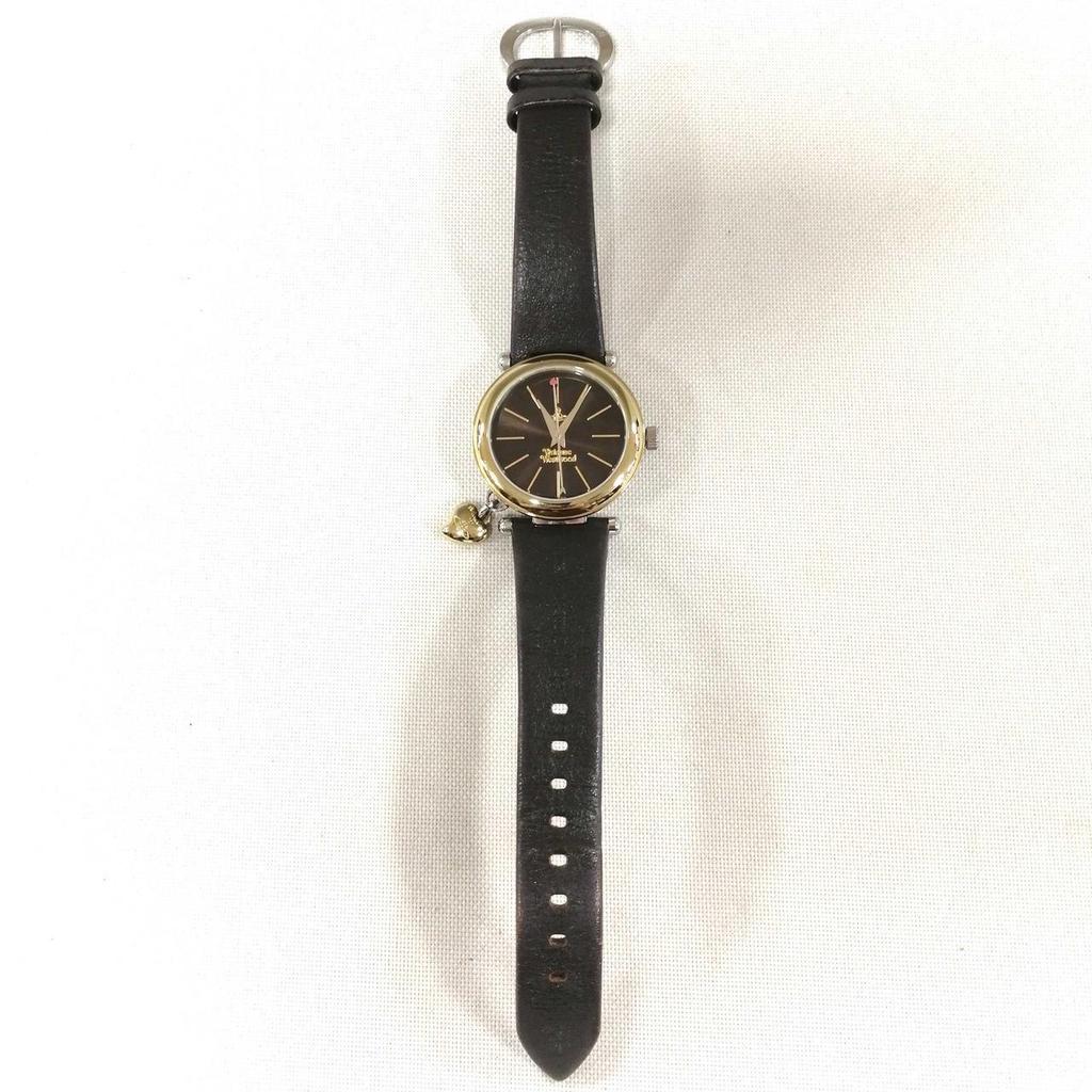 Used VIVIENNE WESTWOOD Gold X Dark Brown Quartz Wrist Watch