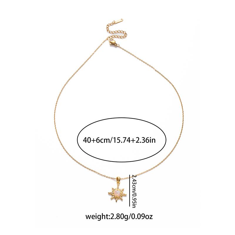 ANENJERY Colar com Pingente Geométrico Sol Zircônia em Aço Inoxidável 316L Para Mulheres Moda Personalidade Joias de Luxo Presentes