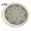 Pastoral Home Decor Mats Vintage Round Coasters, Cotton Linen Placemats, Soft Jute Rustic Style Coasters Tassels Drink Mats, Handwoven Table