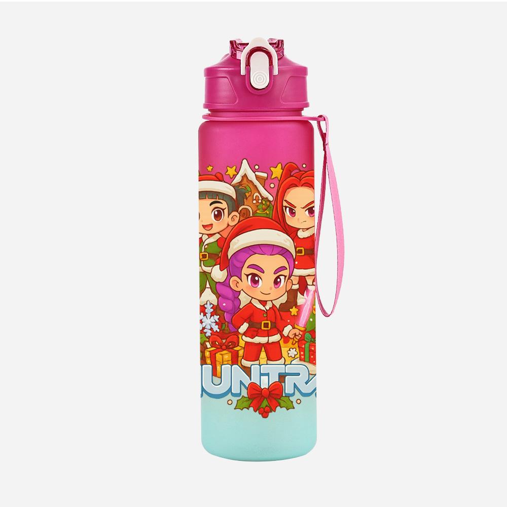 Cartoon Weihnachten K-Pop Dämonenjäger Bedruckte 750 ml Wasserflasche Große Kapazität Trinkbecher Tragbar Outdoor Sport Wasserbecher Kinder Kind Geschenk