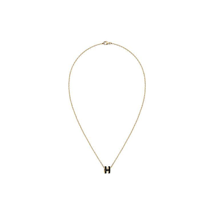 Hermes Mini Pop H Logo Lacquered Metal Palladium Necklace Women necklace H147992F-03