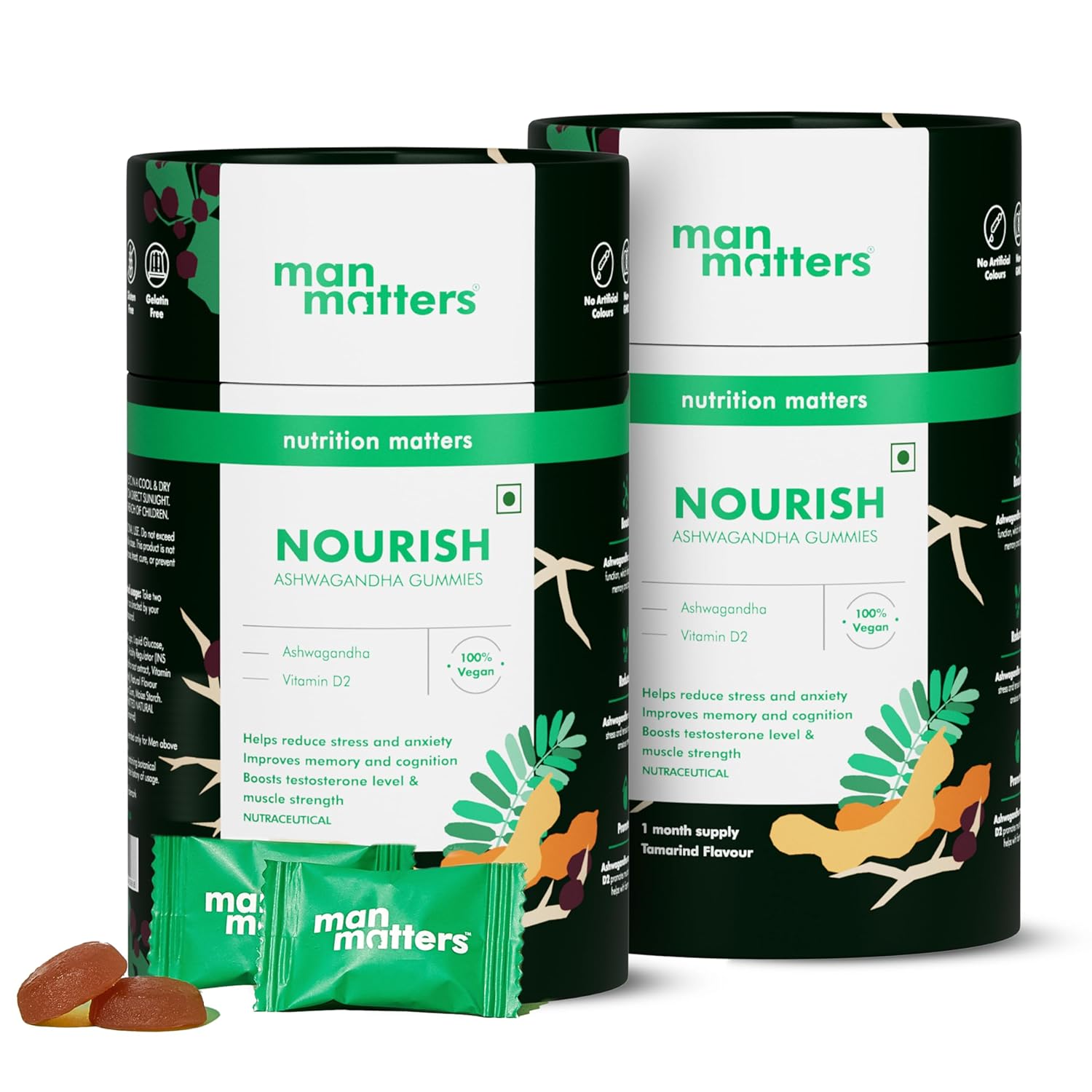 

Man Matters Ashwagandha Gummies 300mg Pack of 2 | Stress Relief, Recovery & Memory Support