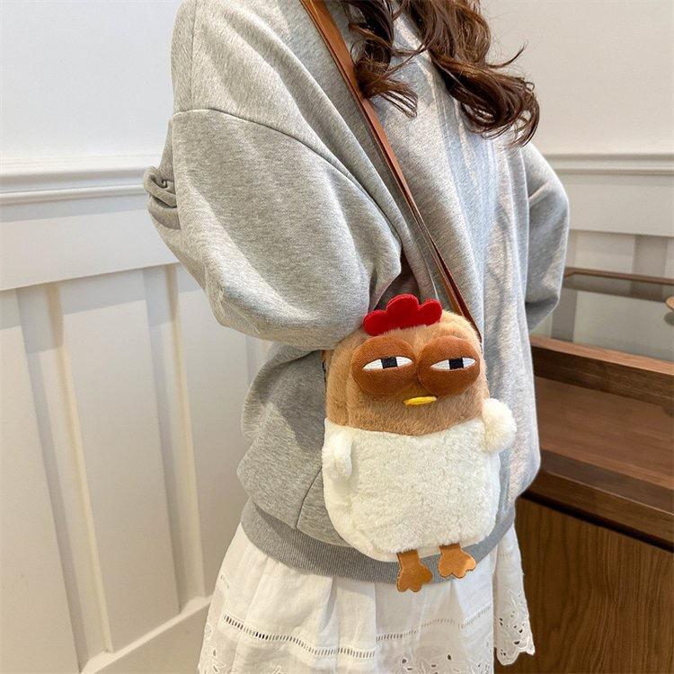 Cute Funny Fluffy Chicken Plush Bag Cartoon Doll Crossbody Shoulder Bag