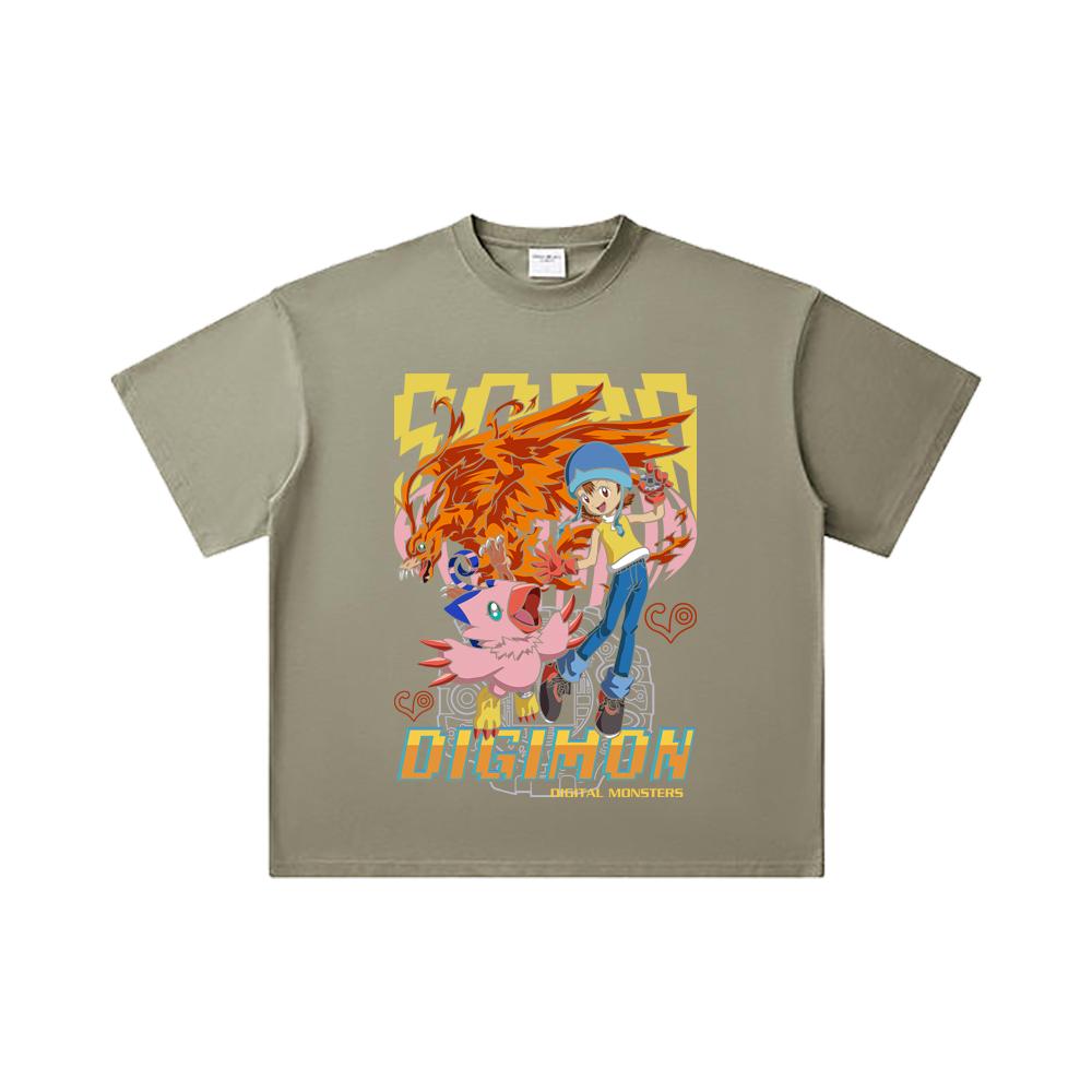 260 GSM Double Yarn 32 Count 100% Cotton Digimon V3 Piyomon Print Unisex Heavy Cotton T Shirt