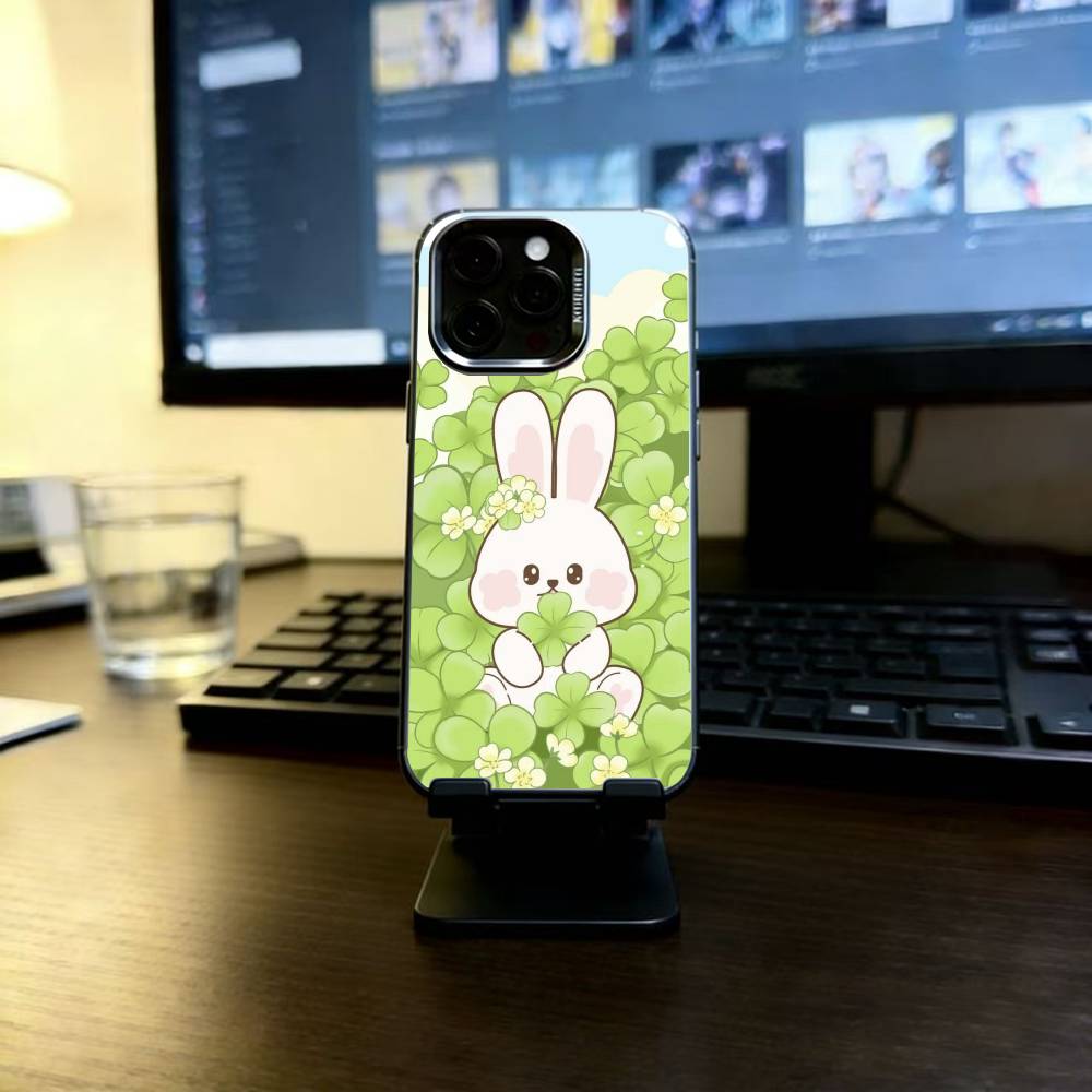 Bunny Kawaii Phone Case For iPhone 17,16,15,14,13,12,11 Plus,Pro Max,XS,Colorful Silver Black Cover