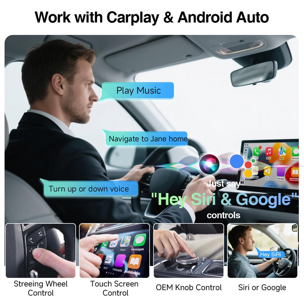 2 in 1 Wireless CarPlay Android Auto Adapter Carplay AI Box Convert Wired To Wireless Wireless CarPlay Adapter for Factory Wired