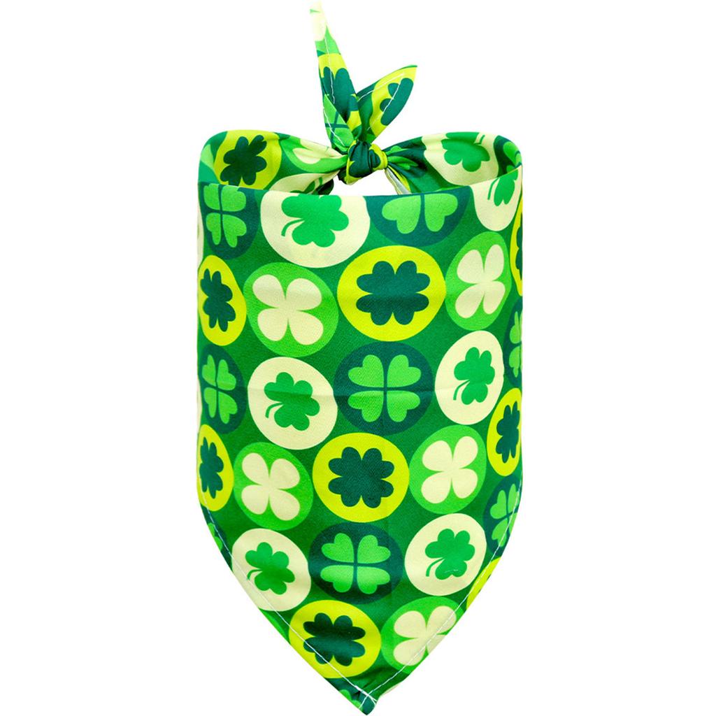 St Patricks Day Pet Bibs Adjustable Clover Pet Triangular Bandanas Creative Neckwear Gift for Small To Medium-Sized Pets