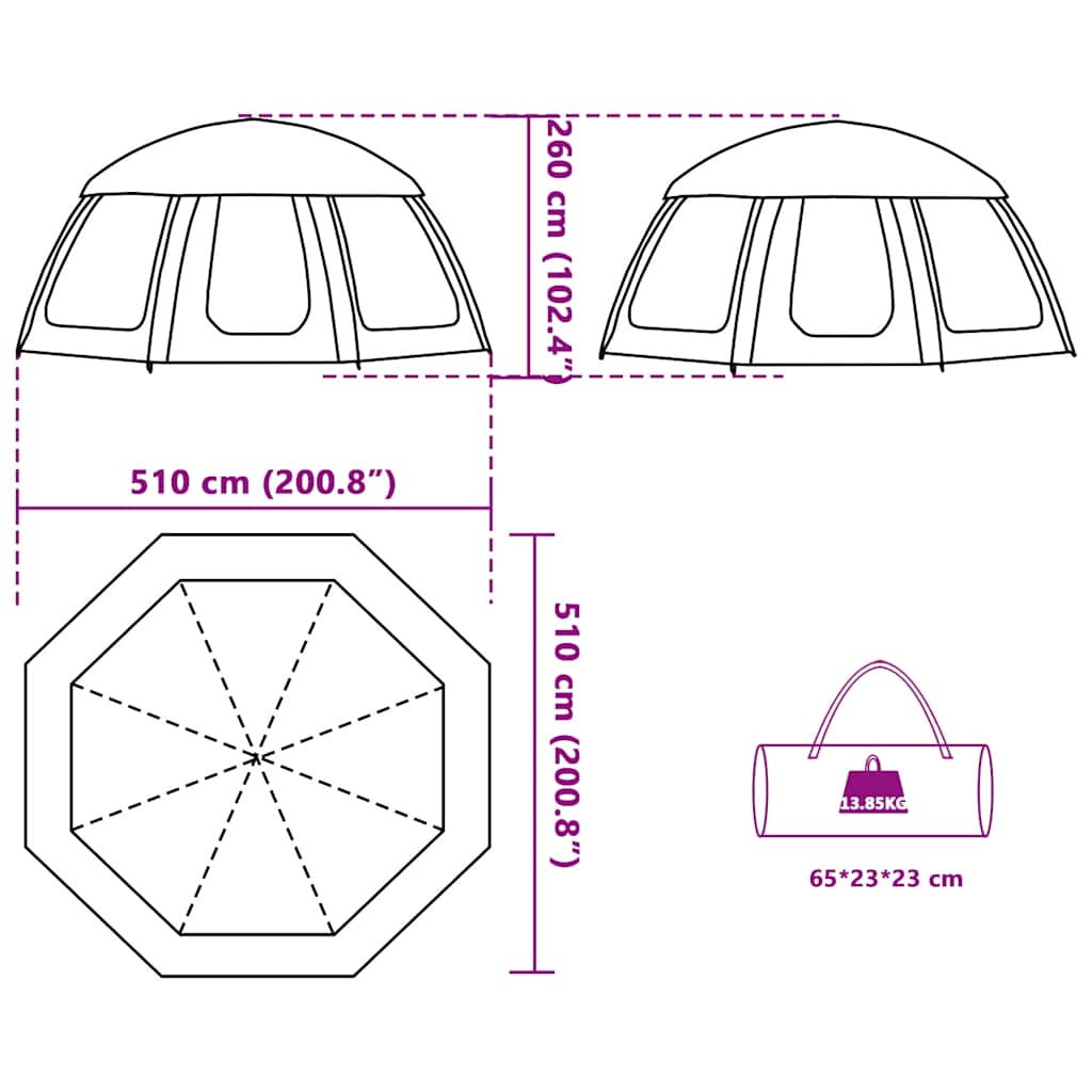 Pool Tent with Removable Canopy and Mesh Walls Azure Blue 510 x 510 cm