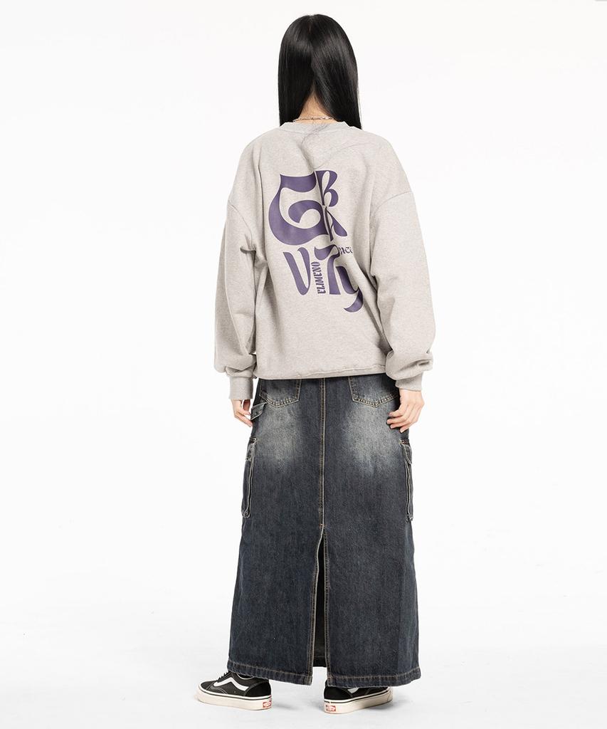 ELIMENO El Space Oversized Sweatshirt Gray (Purple)