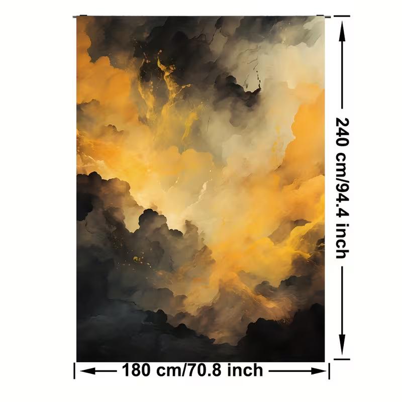 2D Printing Black & Gold Smoke Backdrop for Professional Studio Shooting