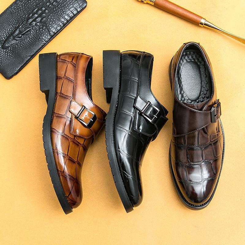 Men Retro Formal Shoes PU Side Buckle European and American Business Fashion High-quality Loafers Size 38-46 Men Shoes