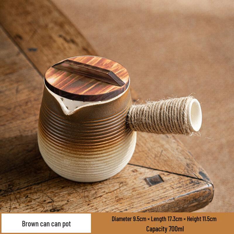 ZISHIZ Large Capacity Ceramic Tea Kettle with Wooden Lid