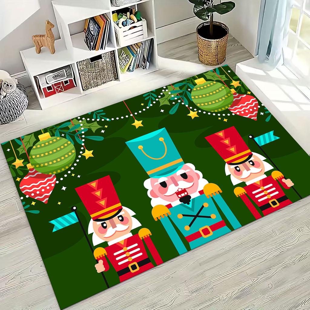 2026 New Nutcracker Merry Christmas Tree Cartoon Puppet Gift Carpet Rug for Bedroom Living Room Sofa Home Doormat Decor,Non-slip