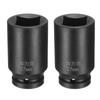 Uxcell 2pcs Square 27mm Metric Square Impact Blackening Standard Wheel Socket for Automotive Machine and Home Use 4-Point Socket, 3/4" Drive, Socket,