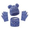 Winter Warm Kids Hat Scarf Gloves Set Thickened Knit Pom 3 In 1 Sets Children Windproof Warmer Neck Protection For Outside