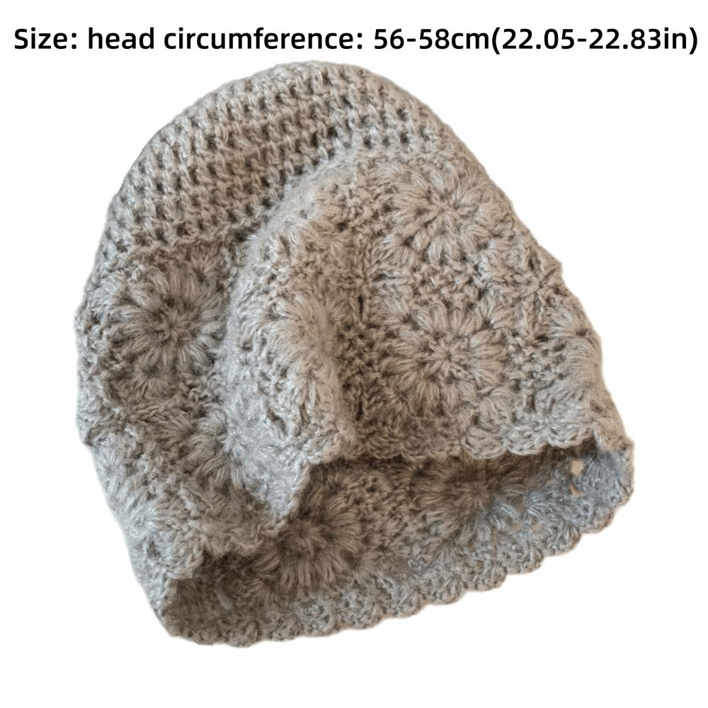 Hollow Mesh Knitted Hat Handmade Crochet Skullies Cap Retro Bucket Hat For Women