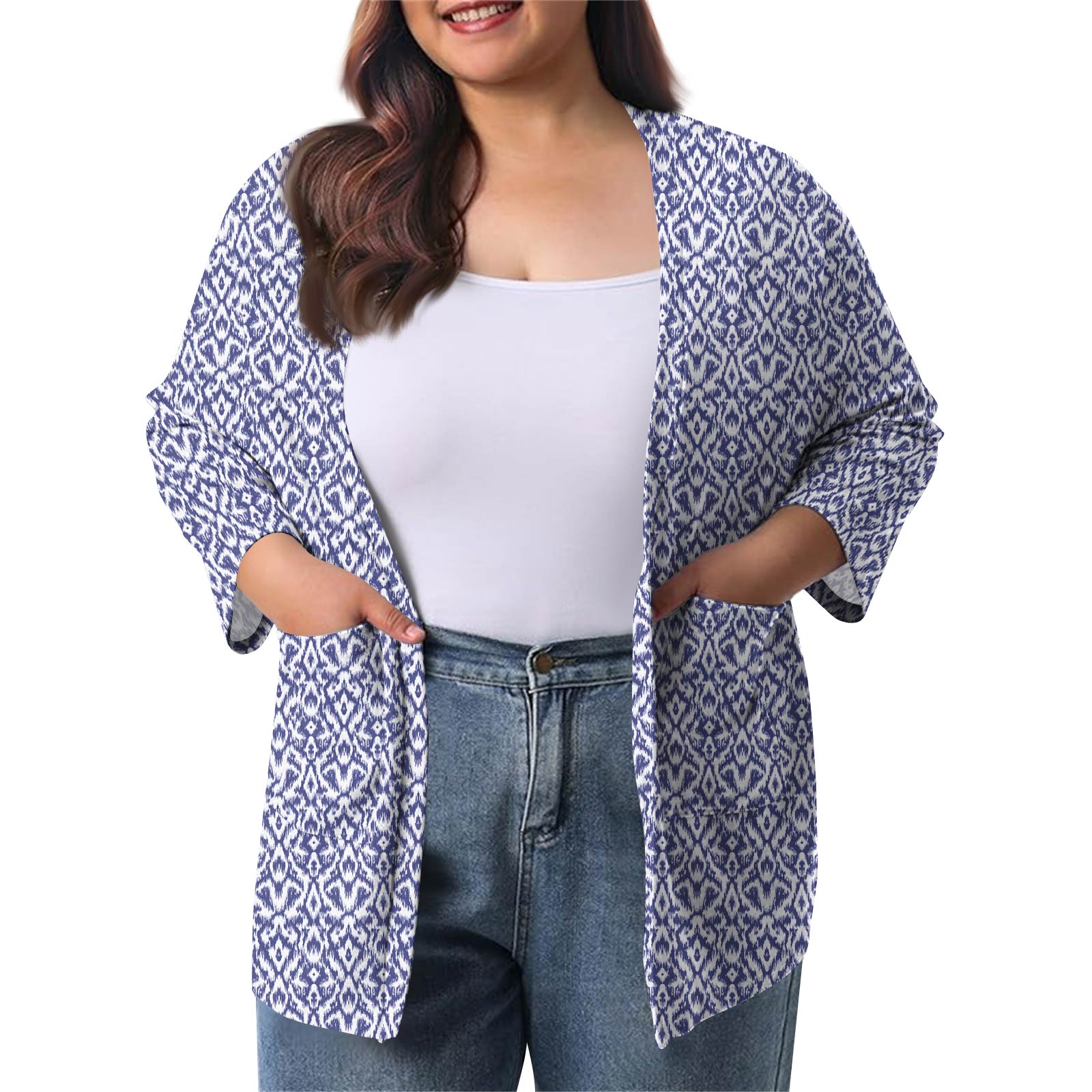 

Женский осенне-зимний модный повседневный однотонный кардиган-жакет длиной до середины бедра с рукавом 3/4 XL