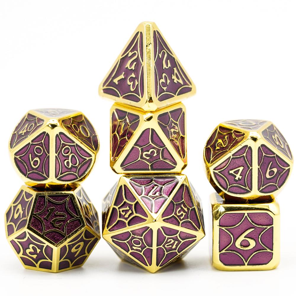 Cusdie Galaxy Metal D&D Dice 7Pcs High-quality D4 D6 D8 D10 D% D12 D20 Polyhedral Dice Set for Pathfinder Role Playing Game