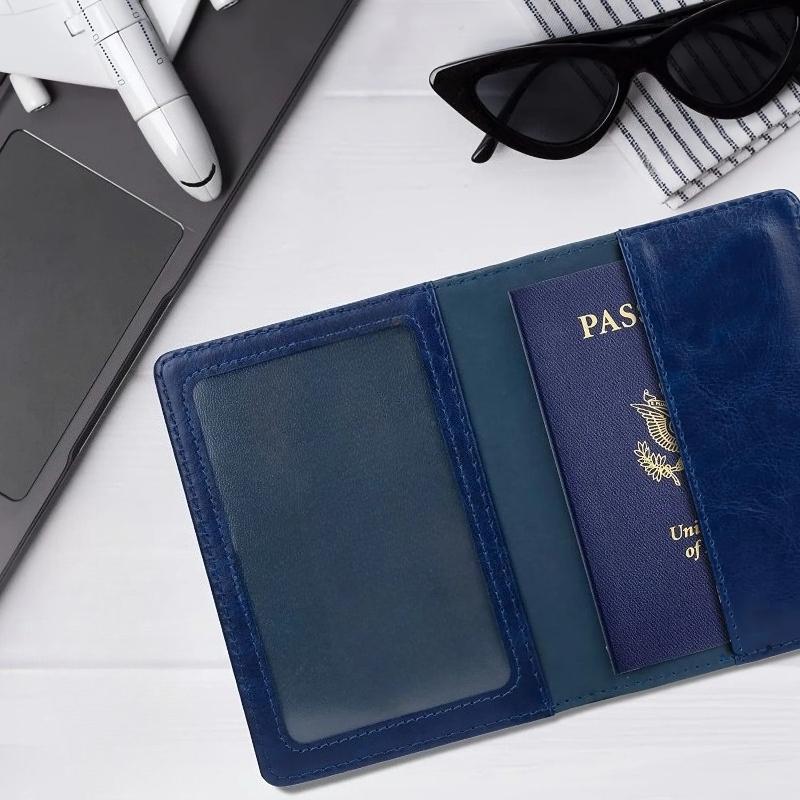 Porte-passeport de haute qualité Housse Portefeuille Essentiels de voyage Blocage RFID Étui à cartes en cuir Indispensables pour les voyages internationaux Accessoire de voyage