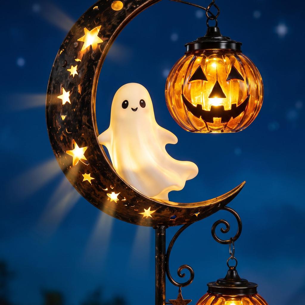Halloween Pumpkin Moon Stake Light for Outdoor Yard Decoration