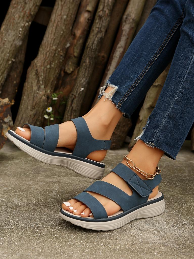 New 2025 European and American sandals women's casual and light large size retro wedge heel comfortable sandals