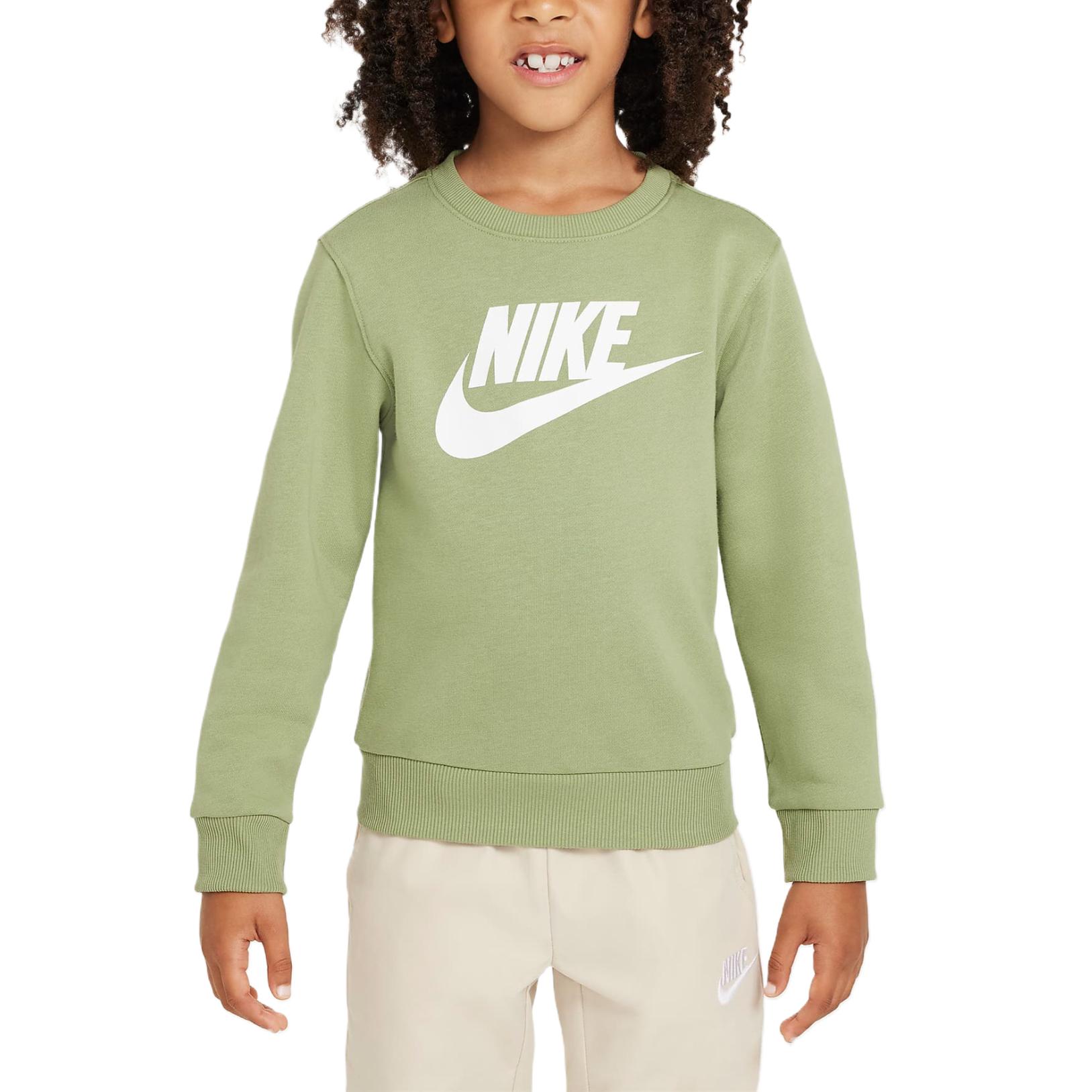 

Nike Sweatshirt Crew Neck Comfortable Fleece Lined Long Sleeved Oil Green Children Aged 3 7 Years Old IB2553-386 6X/7