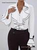 2026 European & American Women's Solid Color Ruffle Flare Sleeve Shirt