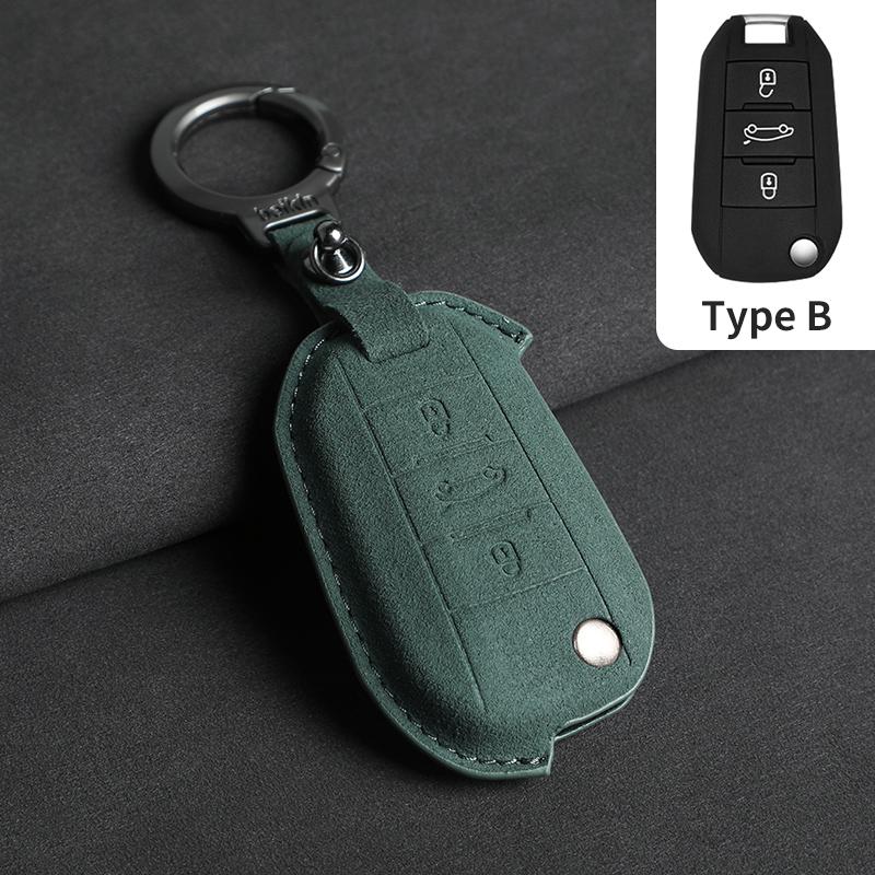 In Stock Cross-Border Factory Key Fob Covers for Peugeot 508L 4008 408X 308 5008 Suede Car Keychain Accessories