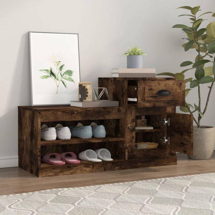 VidaXL Armoire à chaussures chêne fumé 100x42x60 cm bois d'ingénierie 816421