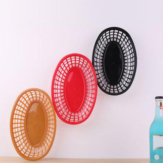 12Pcs Lagerung Korb Hohl Design Geschirr Kunststoff Brot Fast-Food Snack Platte für Hause