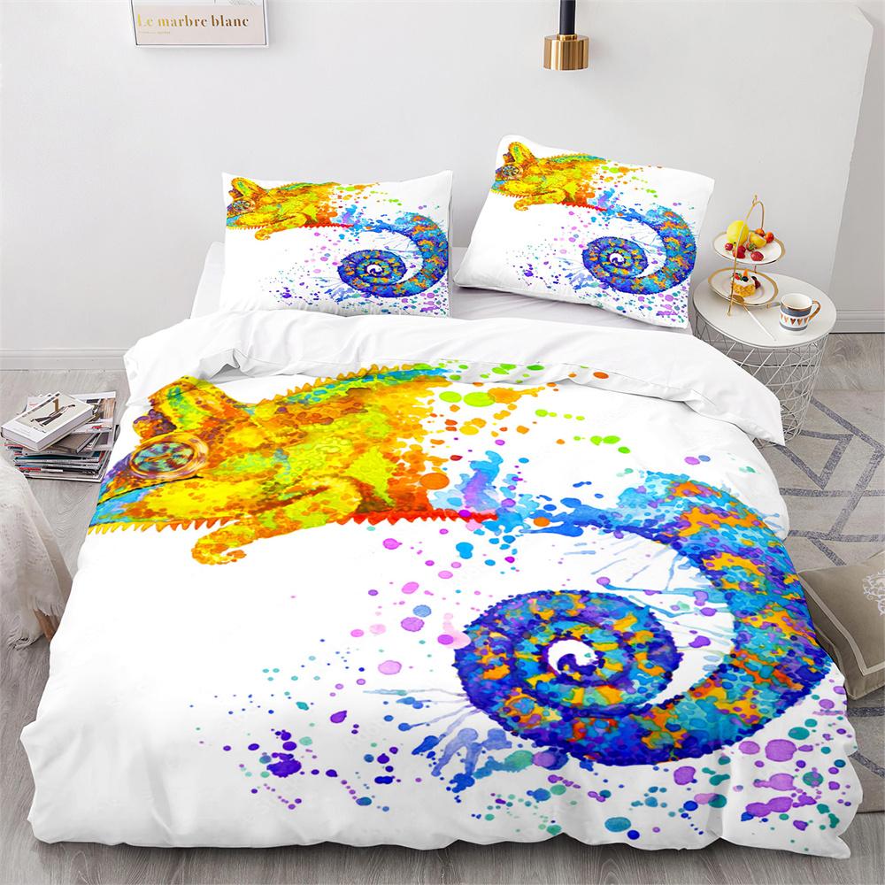 Lizard Duvet Cover Set Desert Wildlife Animal Pattern Comforter Cover King Queen Size for Adults Teens Animal Lovers Bedding Set