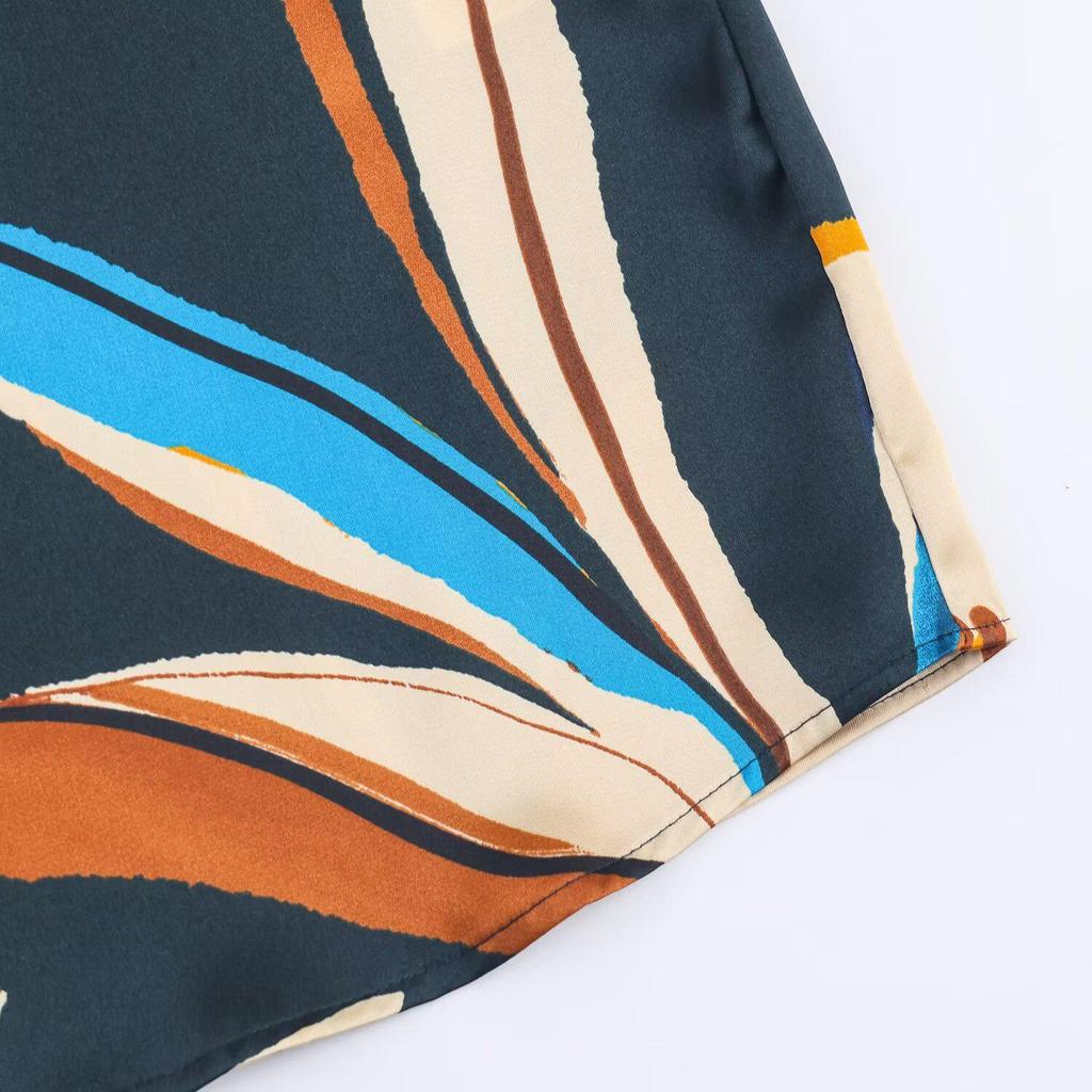 2025 Autumn European Style Women's Long Sleeve Loose Printed Draping Shirt