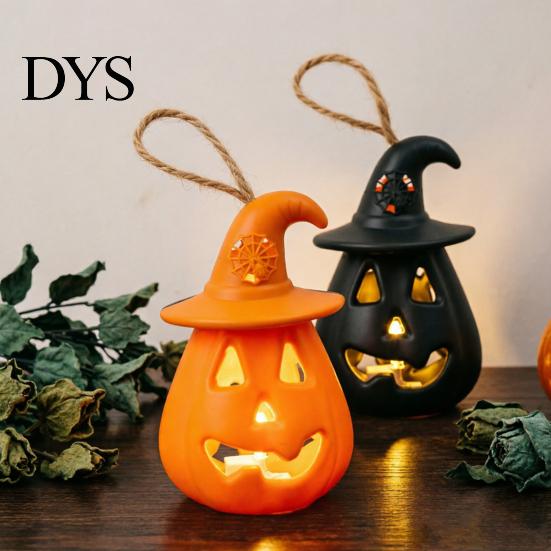 Festive Halloween Lights 12 Pcs LED Pumpkin Lantern, Spooky Hanging Lighted Indoor Night Light with Witch Hat for Outdoor Home Party Decor Lanterns