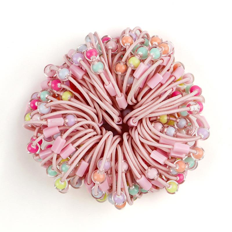 

Резинка для волос детская из конфетных бусин, бисерная повязка для волос, простая высокоэластичная резинка для волос ручной работы и липкие аксессуары 100pcs розовый