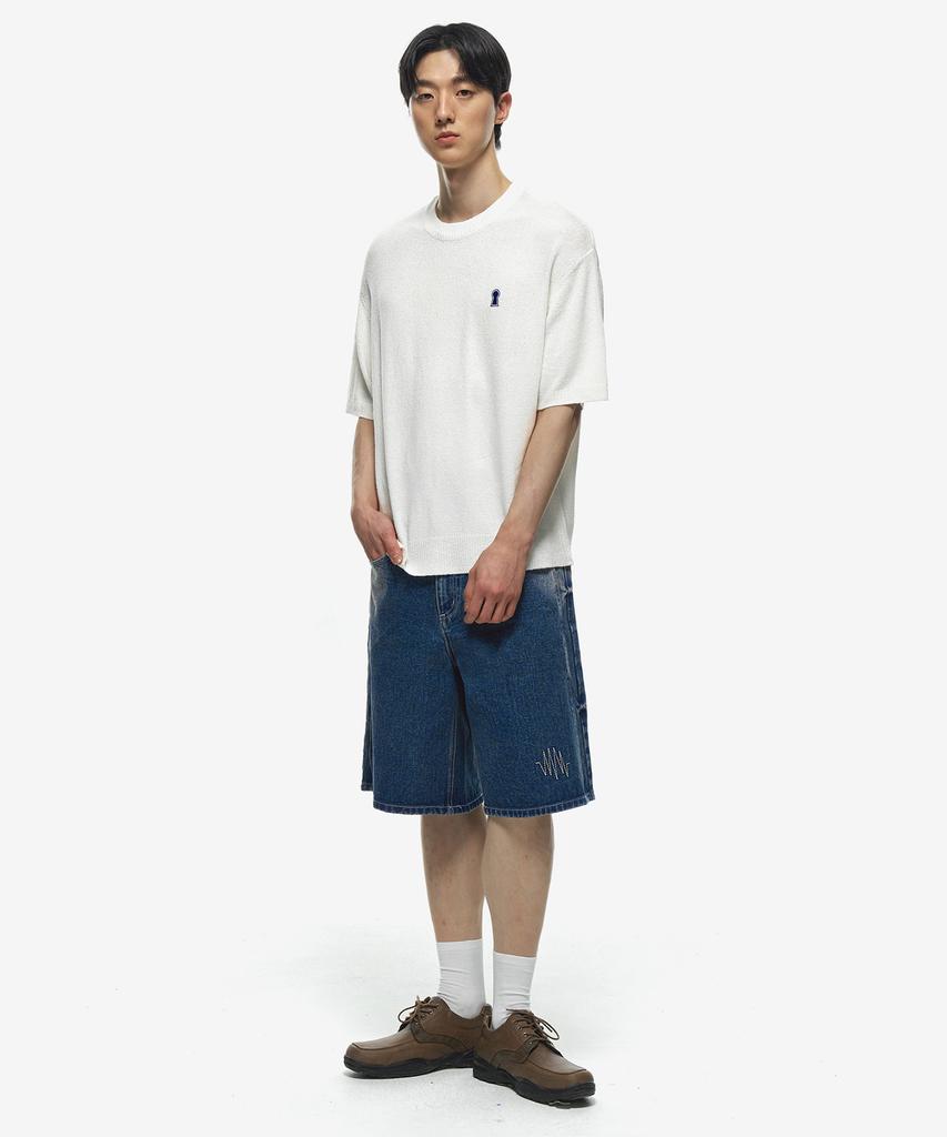 Sekeonmonollogeu Keyhole Boucle Round Short Sleeve Knit [6 Color]_Sekt009 (B Type)