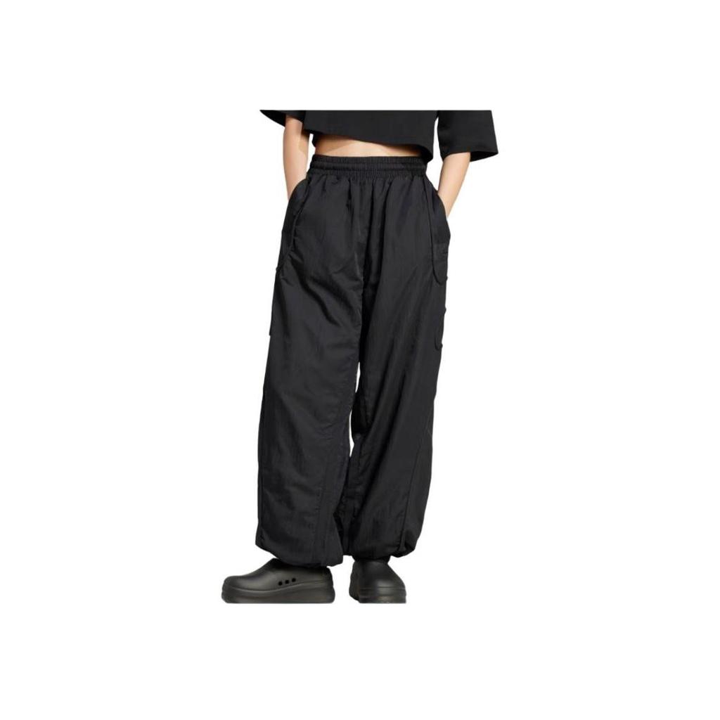 Adidas Originals Classic Logo Printed Elastic Waist Casual Pants Daily Comfort Bottoms Black Women IT9674