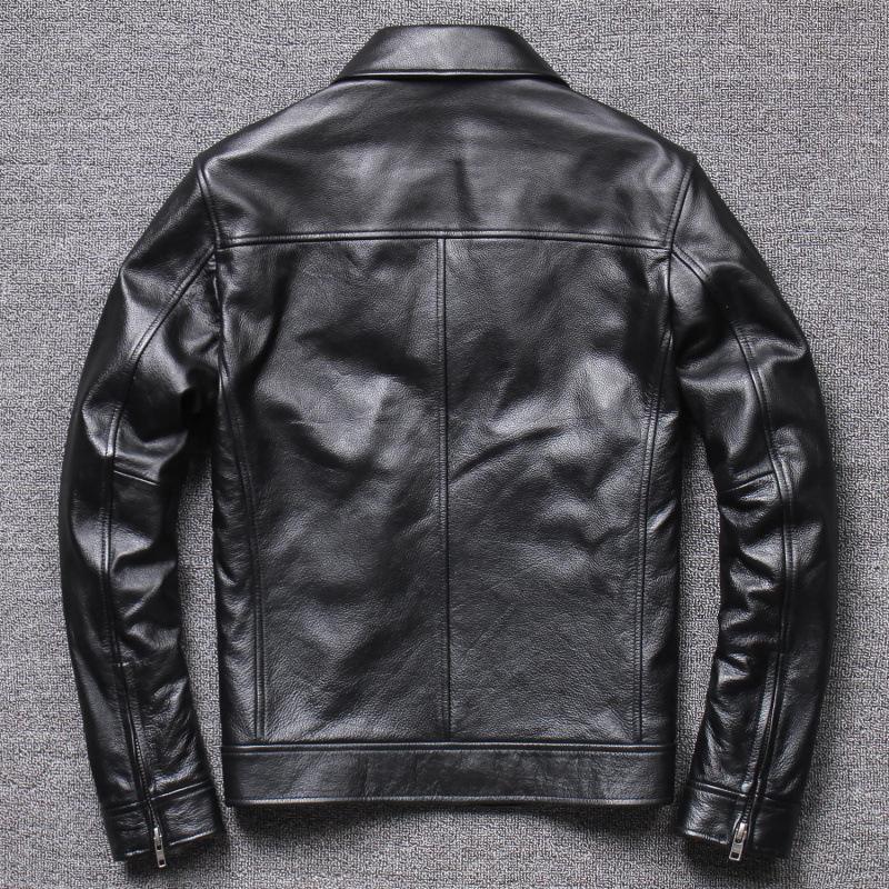 New Top-layer Yellow Business Casual Leather Jacket Men's Lapel Middle-aged Leather Jacket