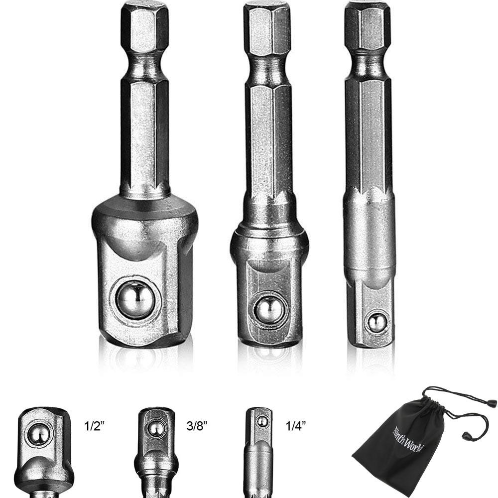 1set Socket Adapter Impact/Extension Set 1/4" 3/8" 1/2" Impact Hex Shank Drill Bits Bar Set Power Drill Adapter Set