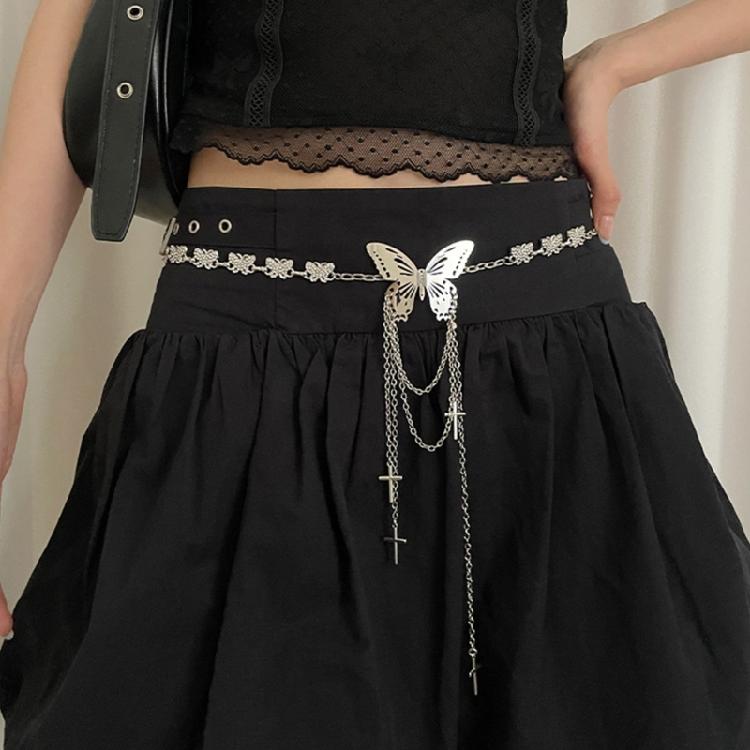 2000s Butterfly Waist Chain for Lady Adjustable Chain Belt Metallic Waist Chain Body Chain Skirt Chain Belt Waist Jewelry