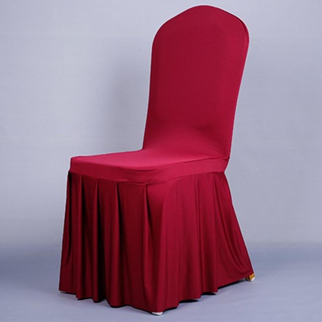 Long Stretch Dining Chair Cover Protectors Banquet Chair Skirt Seat Slipcover for Hotel Wedding Ceremony Removable Cover