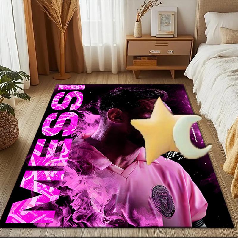 Messi's Pink Rug Game Carpet, Floor Mat for Bedroom Living Room Entryway Rug, Home Decor Idea Gift for Christmas Birthday