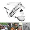 6 In 1 Multifunctional Camping Cutlery Foldable Portable Outdoor Cutlery EDC Tool Smooth for Picnic Hiking for Travelling BBQ