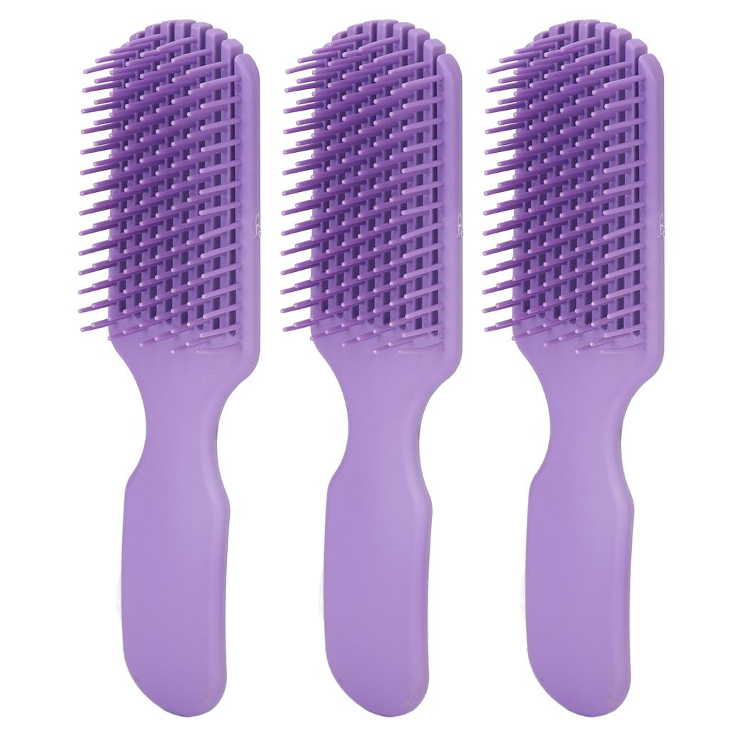 3pcs Hair Brush Purple Hollow Wide Tooth Plastic Anti Static Massage Detangling Hair Comb for All