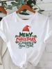 (Asian Size) Short Sleeve T-shirts  Print merry Christmas o-neck festival lovely Women's Top new year T Clothing Fashion holiday Graphic Tee