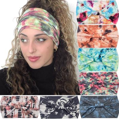 Čelenka Tie-dye pro ženy Dámské Elastické Gumičky do vlasů Široký Pásek do vlasů Módní Šátky Sportovní Turbany Doplňky Nové