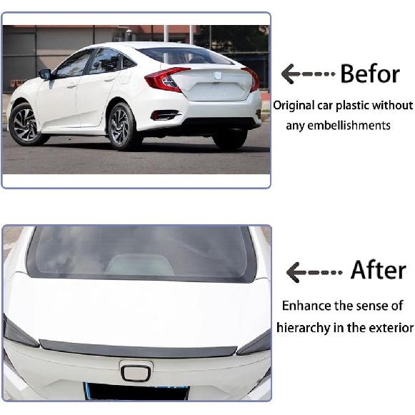 

Car Accessories Fit for Honda Civic 10th Gen 2016-2021 ABS Exterior Rear Trunk Lip Wing Spoiler Cover Trim (Glossy Black) 1PC Set Carbon Fiber
