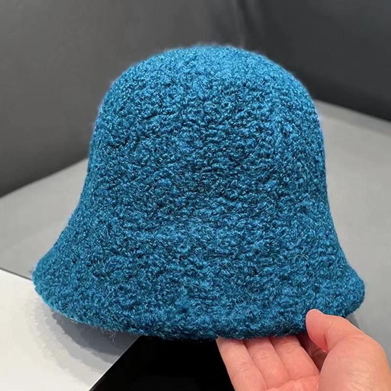 Herbst Winter Hüte für Damen Neu Klassisch Schlicht Wolle Lamm Eimer Warm Fischerhut Vielseitig Mode Japanisch Damen Pannama