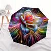 Colorful Rose Art Print: Vibrant Floral Wall DecorUmbrella, Portable 3-Fold Umbrella for Men & Women,Christmas Gift ES84